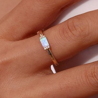 Dreamshow Bagues en opales naturelles en argent sterling 925 de 0.1 microns d'épaisseur Bagues de fiançailles plaquées or 14K pour femmes