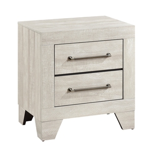 Comodino con finitura in rovere grigio, 2 cassetti, mobile in legno per camera da letto, 1 pezzo - Product Image 3