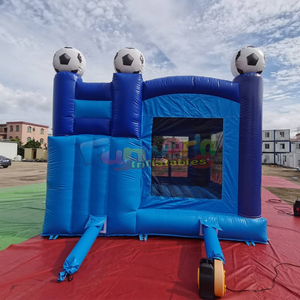 Outdoor commercial bounce <b>house</b> combo jumpers castle soccer themed <b>inflatable</b> bouncer with slide - Product Image 4