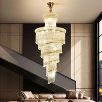 Lustre LED en fer forgé pour l'Europe du Nord, suspension pour salon, hôtel, escalier, cristal de luxe, hauteur réglable
