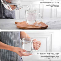 350ml Borosilicate Double Paroi Verre Tasse À Café Poignée Transparente Isolée Résistant À La Chaleur Passe Au Lave-Vaisselle-Vente En Gros Prêt À Expédier