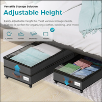 Rangement sous lit extensible avec roulettes, conteneurs roulants à couvercle transparent, organiseur de chaussures sous le lit, tiroir pour vêtements sous le lit