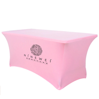 2023 Nappe ajustée personnalisée Spandex imprimé 4FT Rectangle rose Couvertures de table avec logo