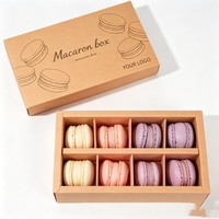 Boîte à donuts en kraft recyclable en gros avec séparateur, boîtes à biscuits à emporter, pliables, boîte d'emballage pour macarons