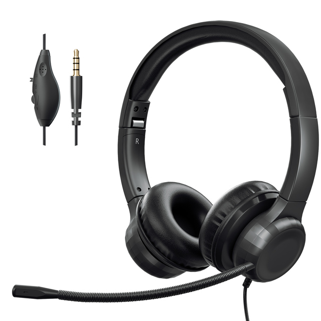 E3 Usb/3.5mm Wired Stereo Headsets Office Call Center Telephone Headset Headphones with Mic for Pc Phones