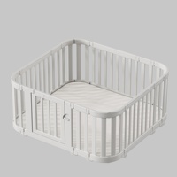 Parque Infantil de Plástico con Esquinas Redondeadas, Corralito Modular de Seguridad para Niños, Área de Juegos Interior para Niños Pequeños, Centro de Actividades de HDPE para Niños