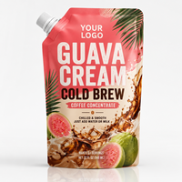Concentré de café froid à la crème de goyave personnalisé en sachet avec bouchon à vis pour l'emballage de café liquide