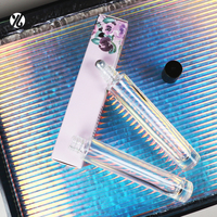 Vente chaude clair huile essentielle verre rouleau sur bouteille 10ml Rectangle cylindre bambou bouchon lèvre huile rouleau bouteille avec boule en métal