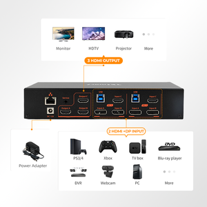 Tesmart 2x3 KVM HDMI + DP 8K 60Hz EDID hỗ trợ mạng Gigabit 3 màn hình 2 nút máy tính bật dây KVM để chỉnh sửa video - Product Image 3