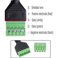 Bloc de bornes USB C, connecteur femelle de type C, bornier à vis sans soudure, connecteur enfichable 5P, câble d'extension
