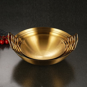 Olla Pequeña para Alimentos Secos, de Acero Inoxidable 201 Engrosado, Dorada, con Asas, para Alcohol, <span class=keywords><strong>Wok</strong></span>, Restaurante, Multiusos, para Mariscos Picantes, Sin Recubrimiento, para Gas - Product Image 2