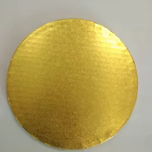 Placa de cartão para bolo folha redonda de 10 polegadas com base circular dourada para decoração de casa, prato descartável clássico de caixa grátis para festas