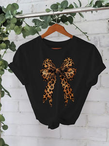 Camiseta holgada con patrón de lazo rosa elegante para <span class=keywords><strong>mujer</strong></span>, 180 gramos, tela de punto económica antibolitas, moda informal, talla XS ajustada - Product Image 6