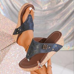 Sandalias de cuña ligeras para mujer, con clip en el dedo, antideslizantes, informales, para la playa. - Product Image 6