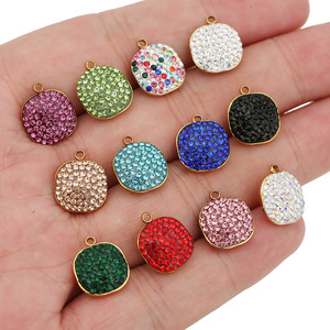 Pendentif carré en acier inoxydable avec strass, mosaïque colorée pour la fabrication de colliers, accessoire de bijoux DIY - Product Image 4