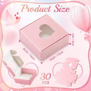 Cajas de Galletas con Forma de Corazón para el Día de San Valentín, Cajas para Regalos de Panadería con Ventana Transparente en Forma de Corazón, Cajas Pequeñas Rosadas para Regalos - Product Image 2
