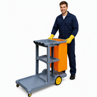 Carrito de Limpieza de Alta Calidad CHAOBAO D-10C, 3 Niveles, PP, con Ruedas, para Limpieza de Hoteles