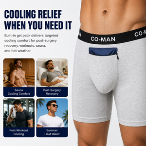 Calzoncillos <span class=keywords><strong>Boxer</strong></span> para Hombre con Bolsillo con Cierre Seguro para Compresa de Gel Frío, Transpirables, para Sauna, Postoperatorio, Ejercicio, Alivio del Calor de Verano, OEM - Product Image 1