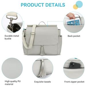 Bolsa de pañales de cuero vegano, <span class=keywords><strong>mochila</strong></span> para bebé, bolsa de maternidad cambiante de viaje, bolsas de pañales de cuero, mochilas de mamá para bebés - Product Image 3