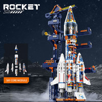 Blocs de construction de fusée pilée, jouet de construction de station spatiale, briques en plastique, 40 pièces, architecture urbaine, jouet éducatif STEM pour enfants