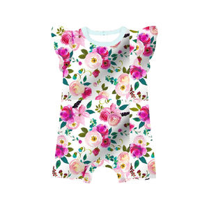 Combinaison à manches bouffantes pour bébé fille nouveau-né, motif printanier, vêtements une pièce pour fillettes, barboteuse à volants pour bébé d'été - Product Image 6