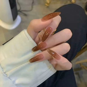 <span class=keywords><strong>Ongles</strong></span> longs en forme de cercueil, style Baddie tendance, 24 pièces, faits à la machine, avec strass, réutilisables, à presser, emballage personnalisé, vente en gros - Product Image 5