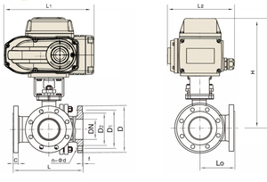 Valvola a Sfera Elettrica a 3 Vie Tipo L in Acciaio Inox CF8 304 con Flangia - Product Image 2