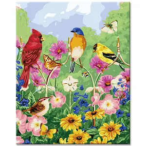 DEYI Pássaro Flor Pinturas De Parede Sala Decorativa Pet Animal Canvas Pintura por Números Sets