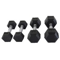 Haltères hexagonaux en caoutchouc avec poignée en acier chromé, plusieurs options de poids, équipement de musculation pour la maison et le commerce, vente en gros d'usine