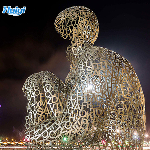 Estátua Gigante 3D de Rosto Humano para Parque ao Ar Livre, Decoração Artística Moderna em Escultura de Aço Inoxidável Polido - Product Image 5