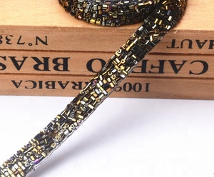 Materiale di design in vetro con strass di perline in pizzo tessuto Applique nastro avvolgente colletto da te bordato abiti ferro su 1cm - Product Image 4