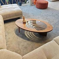 Table basse moderne pour petit appartement, en bois massif original, luxe léger, haut de gamme, forme ovale créative, pour salon et salle à manger