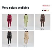 Ensemble de survêtement de sport personnalisé en gros pour femmes : Leggings, veste de gym, tenue de fitness 2 pièces, ensemble de yoga