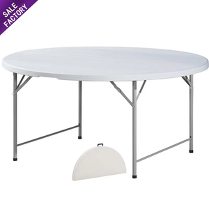 Tavolo <span class=keywords><strong>Pieghevole</strong></span> Portatile da Esterno, Mobili Pieghevoli, Tavoli Rotondi <span class=keywords><strong>in</strong></span> <span class=keywords><strong>Plastica</strong></span> Bianca da 6 Piedi con Sedie per Eventi e Feste all'Aperto - Product Image 4
