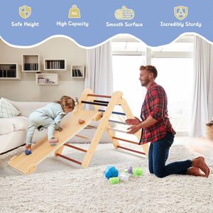 Estructura de juego triangular plegable de madera para niños, para entrenamiento físico de niños pequeños en interiores. - Product Image 4
