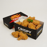 Boîte à emporter personnalisée en carton blanc et noir, résistante à la graisse, de qualité alimentaire, pour nuggets de poulet frit et frites