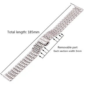 12/14/16/18/20/22MM <span class=keywords><strong>Bracelet</strong></span> de montre en acier inoxydable à maille ultra mince 9 perles Bracelets à extrémité droite remplacement pour montre <span class=keywords><strong>SKX</strong></span> RLX - Product Image 3