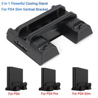 Station de charge verticale ABS pour manettes, support de rangement pour jeux PS4/Slim/Pro avec 3 ventilateurs de refroidissement et accessoires de charge