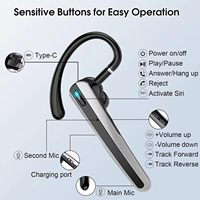 Auriculares Bluetooth N19 con Cancelación de Ruido ENC, Gancho para una Sola Oreja, Manos Libres para Conductor de Camión, Trabajador, Zoom, Teléfono Celular, Micrófono Inalámbrico