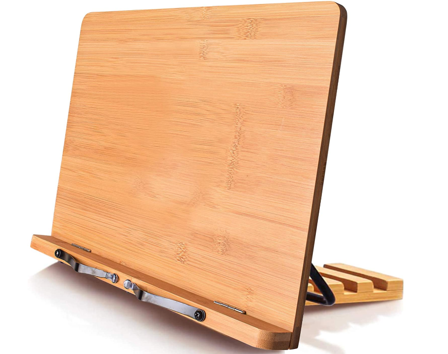 Подставка для книг из бамбука, регулируемый держатель для книг, поднос и зажим для бумаги для страниц, Портативный прочный легкий книжный наконечник