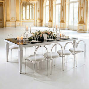Muebles de Lujo para Eventos y Fiestas, Mesas de Banquete y Bodas de Hierro Blanco con Espejo de Cristal - Product Image 1