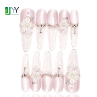 Faux ongles 3D faits à la main de très bonne qualité avec motif floral, en acrylique de haute qualité, vente en gros, faux ongles artificiels en gel