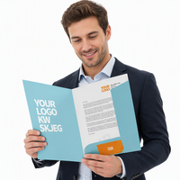 Carpeta de Presentación de Documentos Personalizada de Fábrica, con Bolsillo para Papel A4, Logotipo Impreso, Plegable, para Empresas