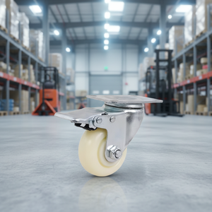 Moderne design 2,5 inch zwenkwielen transportwagenwiel, medium belastbaar, nylon rem, PP verstelbaar voor buitengebruik - Product Image 4