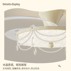 Toho <b>Led</b> <b>Ceiling</b> Fan <b>Light</b> 96W Cream <b>Crystal</b> Design For Living Room Bedroom - Product Image 1