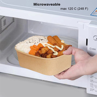 Boîte à lunch jetable rectangulaire en papier kraft compostable de 500 à 1000 ml avec couvercles, boîte à repas en papier anti-fuite pour micro-ondes