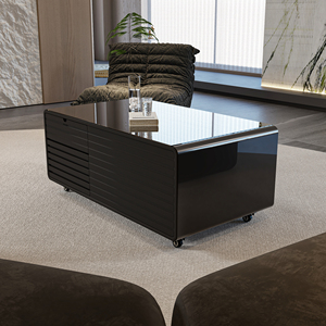 Nouvelle Table Basse Réfrigérée Intelligente 2026 en Verre Trempé Noir avec Rangement pour Boissons - Product Image 2