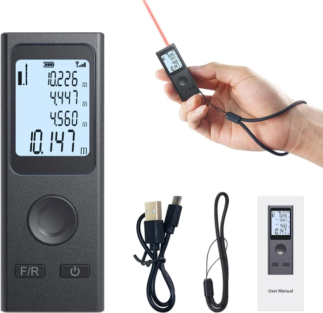 25m Mini USB Digital Laser Rangefinder 30m Smart Distance Meter Handheld Measuring Tape Precision Infrared Camera & Earphone Use