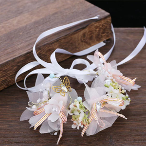 2024 nuevo cristal perla flor diadema guirnalda Original boda novia princesa tocado niña mujer elegante corona pulsera - Product Image 6