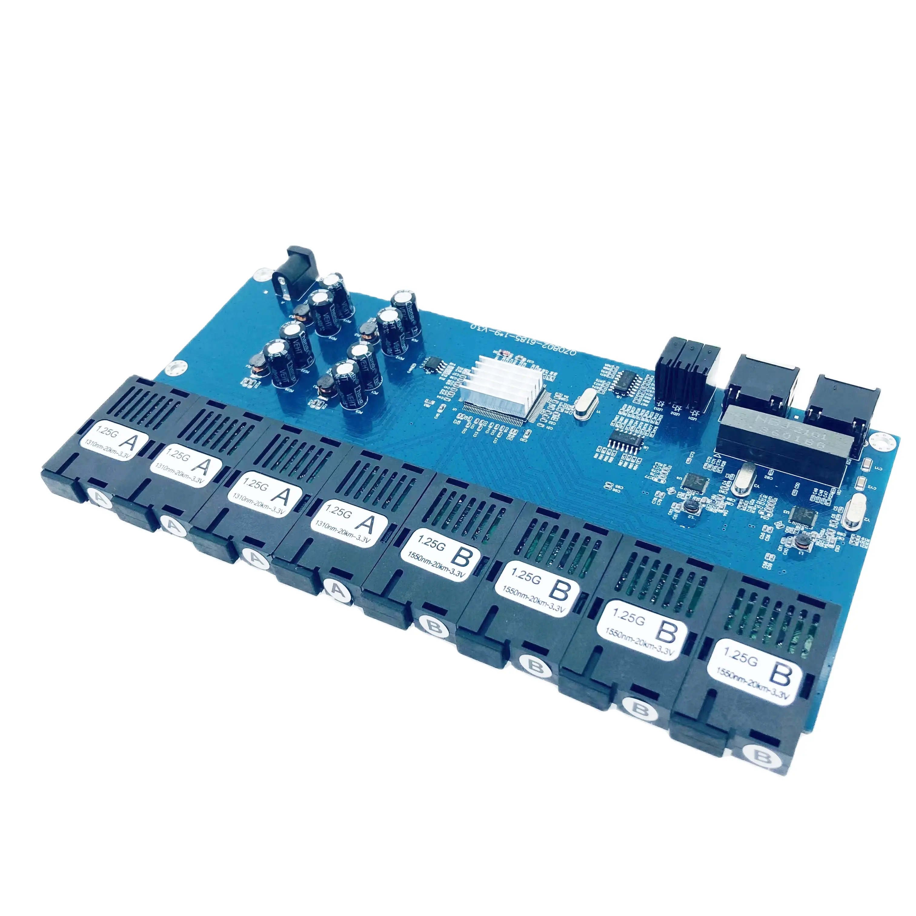 1000M 8SC 2RJ45 8FO 2LAN Fiber Media Converter Switch Transceiver 8G2E PCBA Board Industrial Gigabit Ethernet 8Port 1.25G FTTH